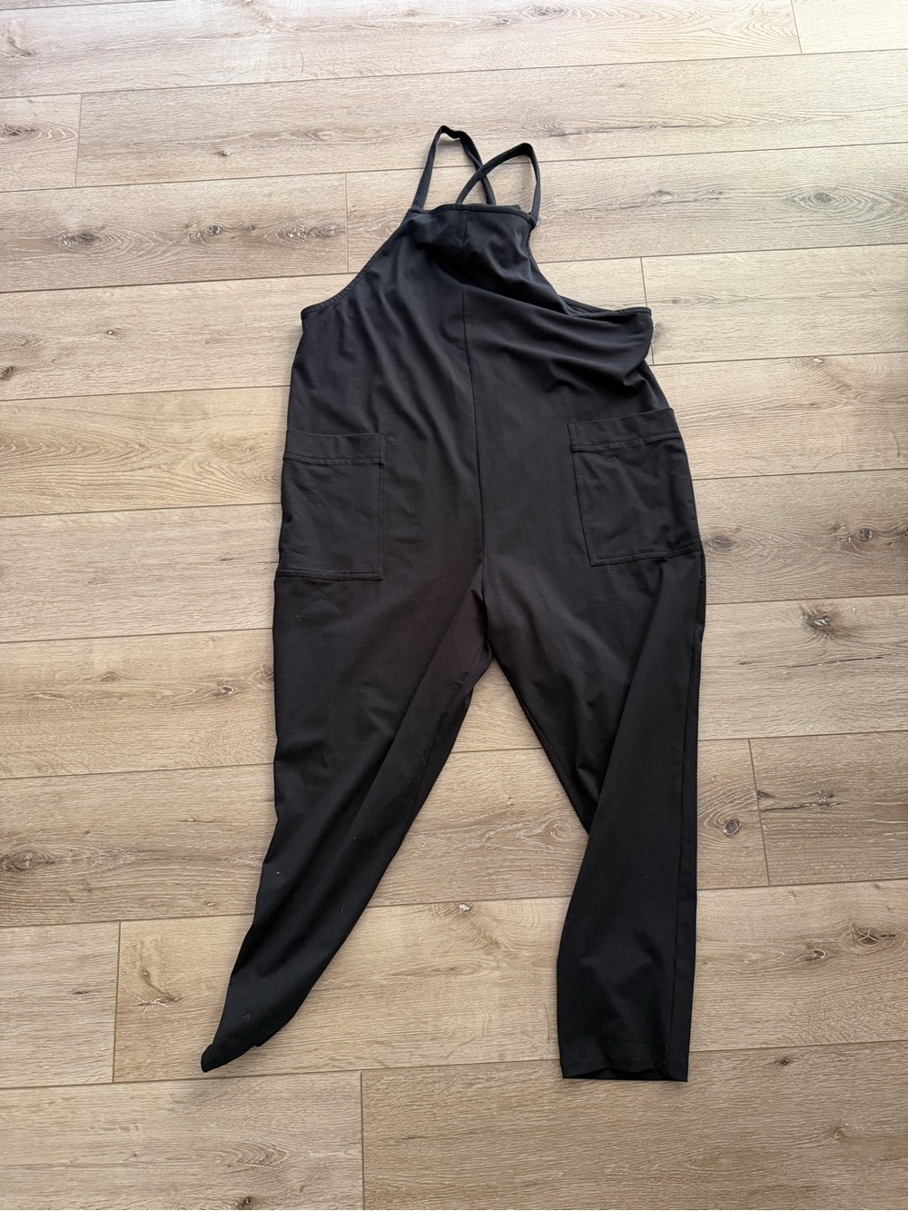 Quince Black Relaxed Strap Jumpsuit with Pockets